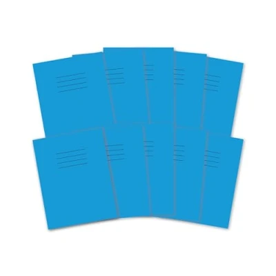 Image of Hamelin A5 Exercise Books, 48 Pages, Light Blue, Pack of 10 for School, 8 mm Ruled and Margin (9 x 7&quot;)
