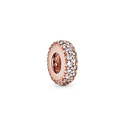 Image of Pandora Timeless Abstract 14k rose gold plated pave spacer with clear cubic zirconia