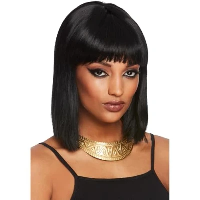 Image of Smiffys Egyptian Chunky Necklace, Gold with Chain, Legends &amp; Myths Fancy Dress, Ancient Egypt Dress Up Jewellery