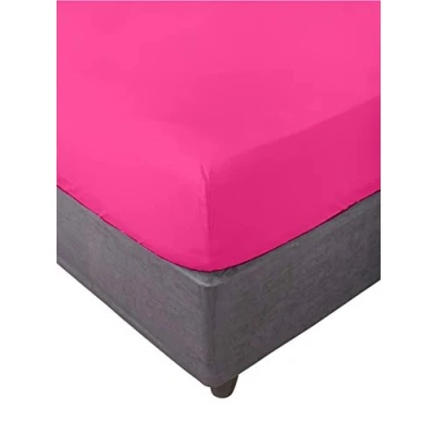 Image of Miracle Home. Fitted Sheet, Elastic, Soft, Comfortable, Anti Pilling. Cotton 50% Polyester. Fuchsia. 90 x 200 cm