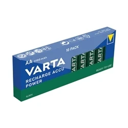 Image of Varta 567061011111 Pack of 10 Rechargeable Batteries AA (2100 mAh), Green