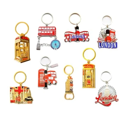 Image of Birsppy Great London landmarks Icons Set of 9 Metal Key Rings UK England Souvenir