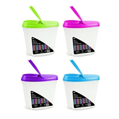 Image of Pack of 4 Royle Home dry food storage container with flip top lid 4.8 Litre