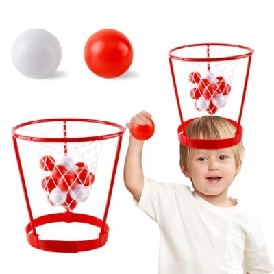 Image of HIMM Basketball Games Head Hoop, 2PCS Mini Hoop for Kids Indoor Outdoor Catching Ball Basket Case Headband Game Toy Theme Birthday Party, Christmas, Party Favors
