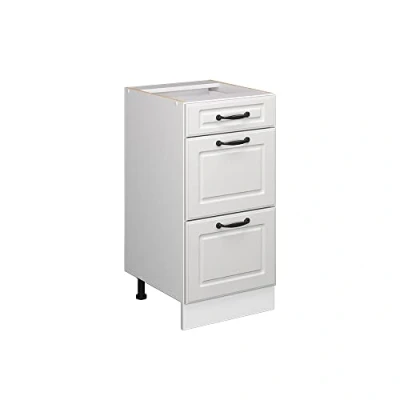 Image of Vicco Kitchen base cabinet Raul, White country house/White, 40 cm with drawers, without worktop