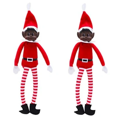Image of Elves Behavin&#039; Badly Pack Of 2 12 Inch Elf Colour with Vinyl Face &amp; Soft Body Christmas Naughty