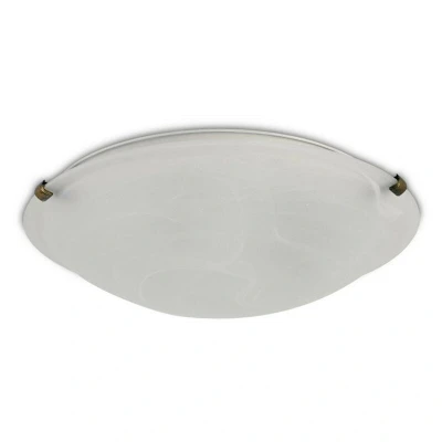Image of Chester Flush Ceiling 400mm Round, 3 Light E27, Black, Gold with Frosted Alabaster Glass