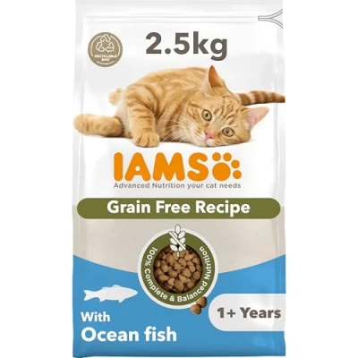 Image of IAMS Grain Free Adult Complete Dry Cat Food Ocean Fish 2.5kg Supports Strong Immune System