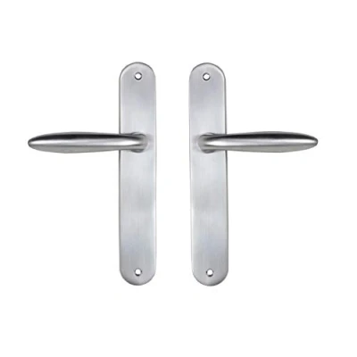 Image of Bricard 984052 Set of Zamak Handles on Sketch Plate for Keyless Interior Door (Cane Back) Silver