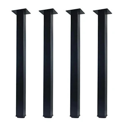 Image of QLLY 60cm/23.6 inch Square Tall Metal Desk Legs, Office Table Furniture Leg Set, Set of 4 (60cm, Black)