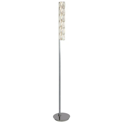 Image of Led Floor Light, Hexagonal Tube Bar, Chrome, Clear Crystal Trim