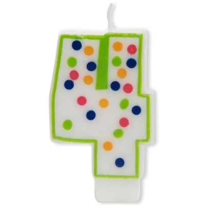 Image of Unique Party 37304 Polka Dot Number 4 Birthday Candle
