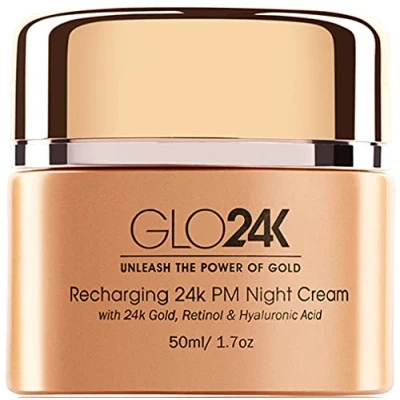 Image of GLO24K Retinol Night Cream with 24k Gold, Anti Aging Formula Hyaluronic Acid