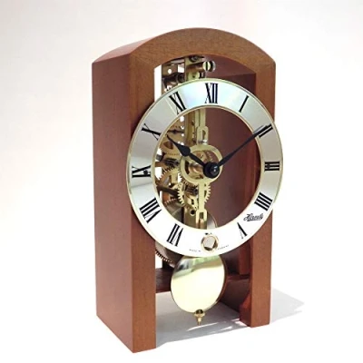 Image of Hermle Table Clock, Wood, Cherry Brown, 18cm x 9cm 11cm