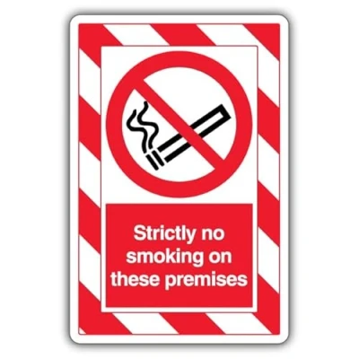 Image of V Safety Strictly No Smoking On These Premises ExtraViz 250 x 350 mm Glow In The Dark Self Adhesive Vinyl Sign
