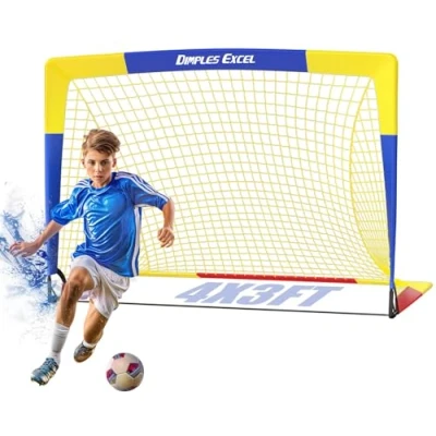 Image of Dimples Excel Football Goal Net for Garden Outdoor Training Lover (4&#039;x3&#039; Blue+Yellow)