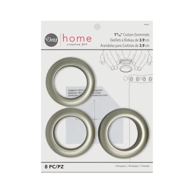 Image of Dritz 44367 Curtain Grommets 1 9/16 inches Inner Diameter Plastic 8/Pkg Champagne