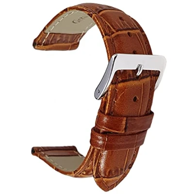 Image of Talk Time Genuine Leather Crocodile Grain Watch Strap Light Brown Tan 20mm