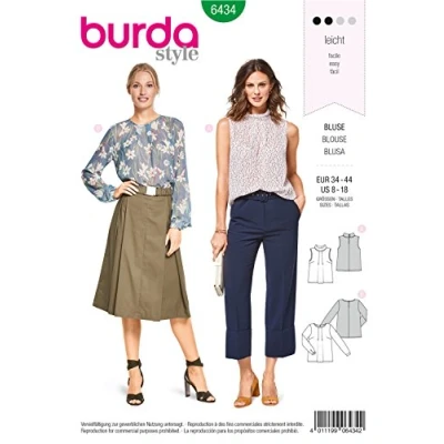 Image of Burda Sewing Pattern 6434 Women&#039;s Feminine Blouses 8 18