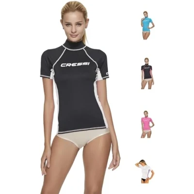 Image of Cressi Women&#039;s Lady Rash Guard, Black/White, Medium/Size 3