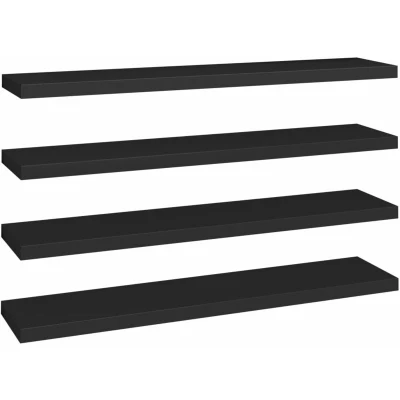 Image of vidaXL Floating Wall Shelves 4 pcs Black 120x23.5x3.8 cm MDF
