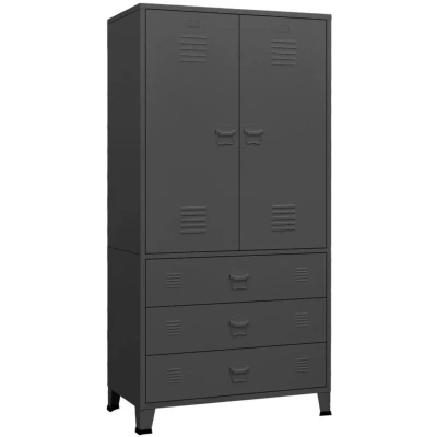 Image of vidaXL Industrial Wardrobe Anthracite 35.4&quot;x19.7&quot;x70.9&quot; Metal