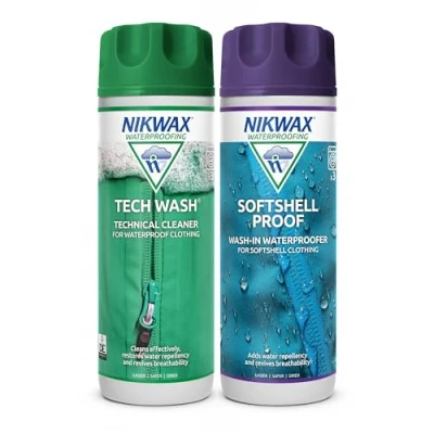 Image of Nikwax 300ml Tech Wash / SoftShell Proof Twin Pack Maintenance items for clothing
