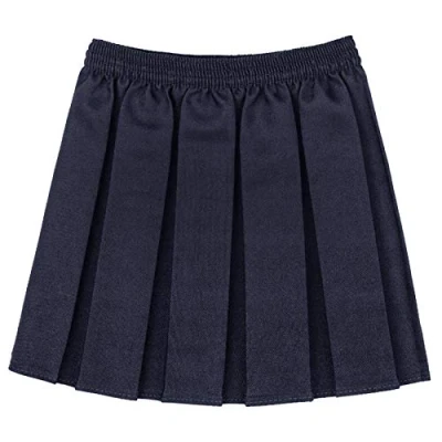 Image of Hiffy Girls Kids School Uniform Box Pleated Elasticated Waist Skirt Age 2 13 Years (Navy, 3 Years)