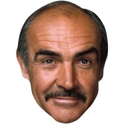 Image of Sean Connery (Moustache) Celebrity Mask, Flat Card Face, Fancy Dress Mask