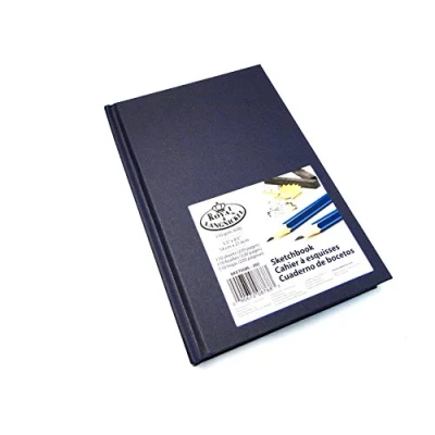 Image of Royal &amp; Langnickel Navy Blue A5 Sketchbook Cartridge Drawing Paper Artist Sketch Book Pad Casebound 110gsm 220 Pages (14cm x 21.6cm)