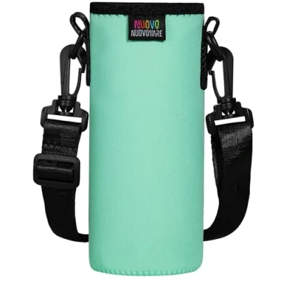 Image of Nuovoware Water Bottle Carrier Bag, Premium Neoprene Portable Insulated Sling Holder Bag 750ML with Adjustable Shoulder Strap for Men Women Kids Hiking, Case, Mint Green