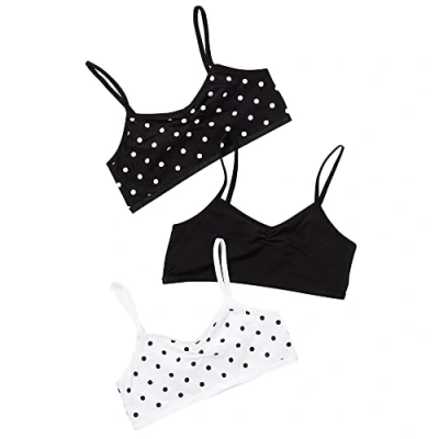 Image of Just Essentials Girls Back to School 3 Pack Cotton Crop Bra Tops UK Seller Black White 11/12 Years