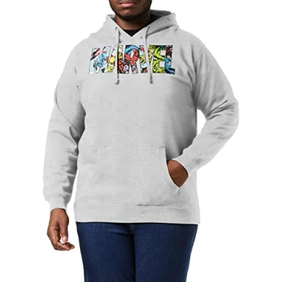 Image of Marvel Men&#039;s Logo Characters Hoodie, Grey (Grey Marl Spo), L UK