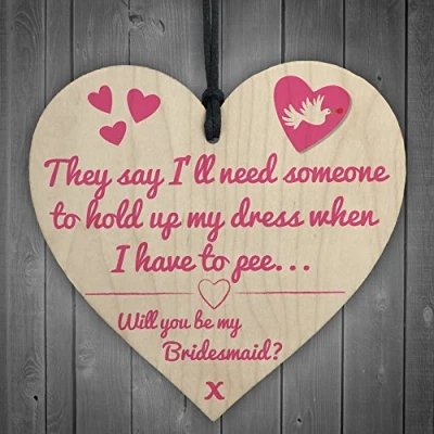 Image of RED OCEAN Will You Be My Bridesmaid? Funny Wedding Gift Hanging Plaque Maid Of Honour Sign