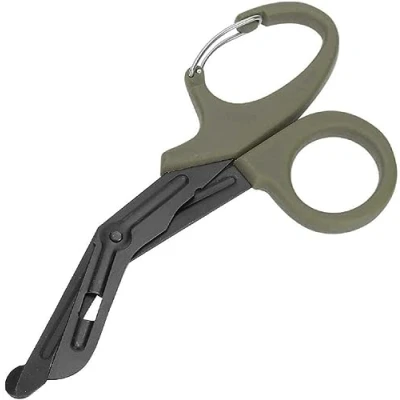 Image of INSGB Titanium Bandage Shears Scissors EMT and Medical Scissors, Stealth Black Coated for Nurses, Students, Emergency Room Paramedics Perfect Nurse First Aid, Tough Cuts (Green, 19cm)