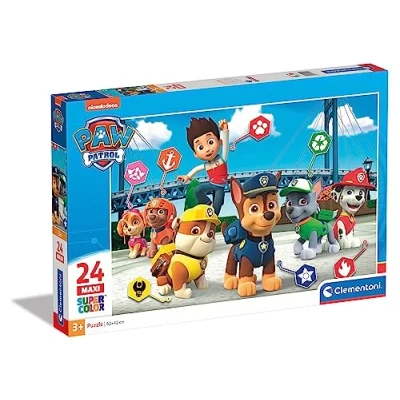 Image of Clementoni 24049, Paw Patrol Supercolor Puzzles for Children 24 Pieces, Ages years 3 Plus