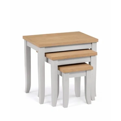 Image of Julian Bowen Davenport Nest of Tables, Oak &amp; Elephant Grey, 55 x 40 cm and Grey , DAV205