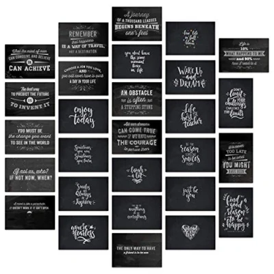 Image of Inspirational and Motivational Postcards in Retro &quot; Chalkboard/Blackboard Style Set of 28 Postcards. Different Quotes