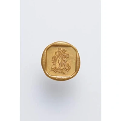 Image of Jacques Herbin Ref 40011T Square Seal with Varnished Wooden Handle 20mm x Pellet Illuminated Letter Delicate Plant Motif &quot;K&quot;