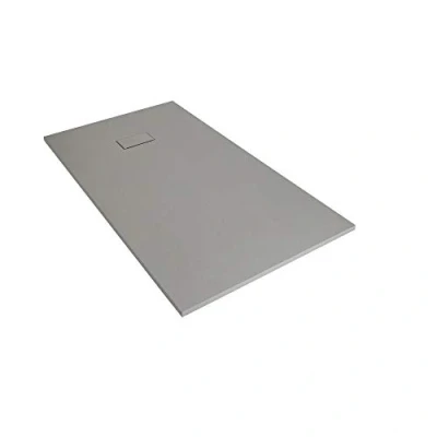 Image of Milano Rasa Light Grey Low Profile Rectangular Textured Slate Effect Shower Tray 1500mm x 800mm