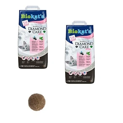 Image of AETN Creations Biokat Diamond Care Fresh Cat Litter Bundle 10L Scented Antibacterial Disposable and Hypoallergenic Hygiene Fine with Treat