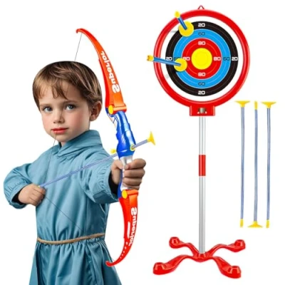 Image of Xwin Extra Large Bow and Arrow Archery Toy Set for Kids Toys 4 5 6 7 Year Old Children Target, Quiver Suction Arrows Indoor Outdoor