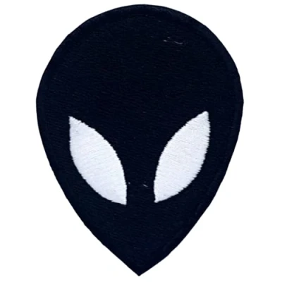 Image of Black Alien Face Iron sew on Embroidered Patch