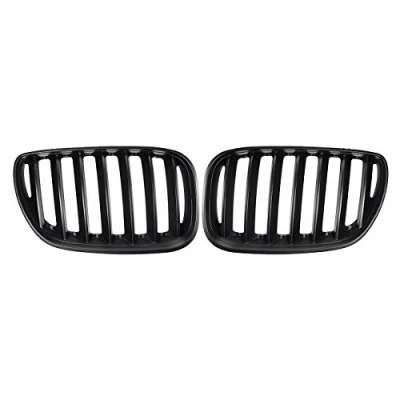 Image of X5 E53 2004 2006 Front Matte Black Kidney Bumper Hood Grille Pair