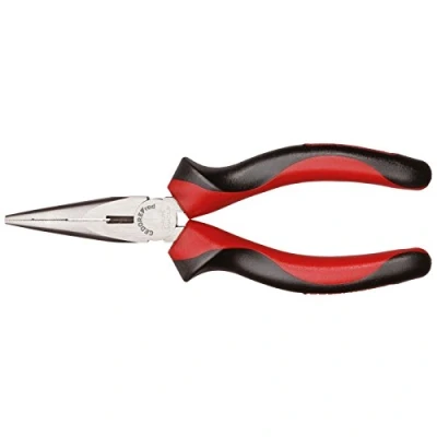 Image of GEDORE Red Needle Nose Pliers Straight 200 mm/Straight Gripping Surfaces Longitudinal/Induction Hardened Blades/Dual Component Handle/Hand Gentle Power Transmission