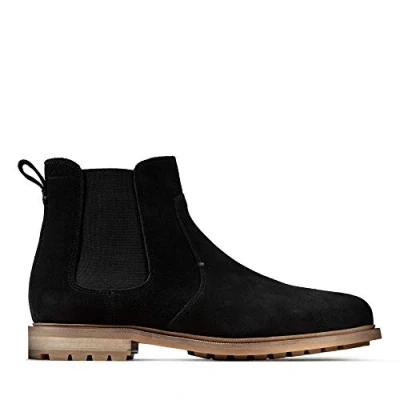 Image of Clarks Men&#039;s Foxwell Top Chelsea Boots, Black Suede, 7 UK