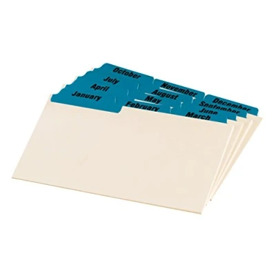 Image of Oxford Manila Index Card Guides with Laminated Tabs, 4 x 6 Inches, Jan Dec, Blue (04613)