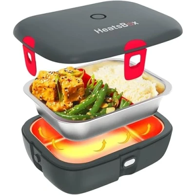 Image of Faitron HeatsBox Drive Electric Lunch Box for Car, Camping &amp; Truck App Controlled Food Warmer, Leakproof Stainless Steel Bowl, Durable Design On The Go Meals, 12/24V Compatible, Quick Heating