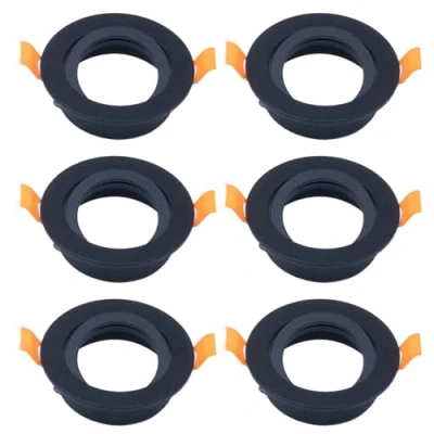 Image of COOINJOY 6X Modern GU10 Downlights for Ceiling, Round Brushed Matt Black Aluminum Frame Recessed Ceiling Lights, Tilt Swivel Spotlight External Dimensions: 80mm, Cut Out Hole Size:68 80 mm