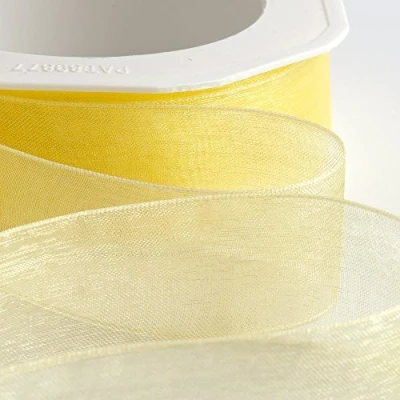 Image of Italian Options Organza Chiffon Ribbon, 25mm x 20 Metre Roll, Lemon